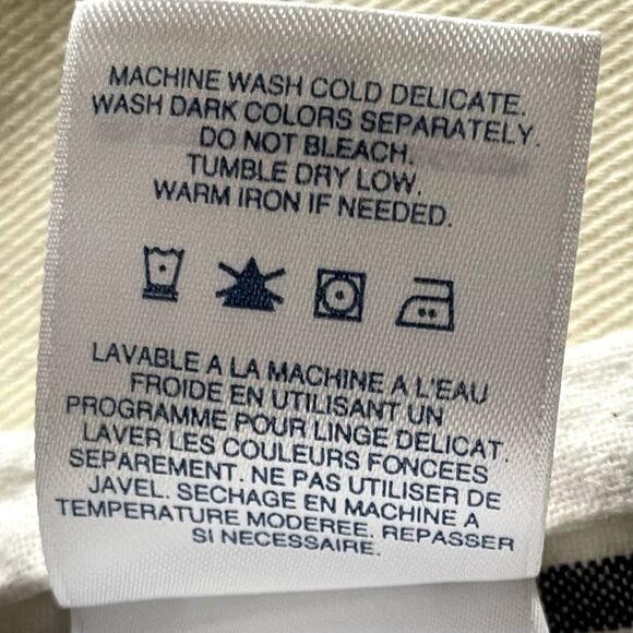 Lands' End Cotton Linen Blend Shift Dress Sz 6 White Mixed Stripes Short Sleeves - Picture 12 of 12